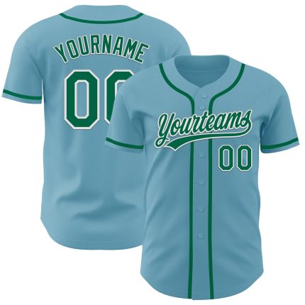 Personalized Authentic Baseball Jersey with Custom Name & Number - Shadow Blue & Kelly Green-White Personalized Shadow Blue
