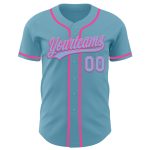 Personalized Baseball Jersey with Custom Name and Number - Shadow Blue Light Blue-Pink Authentic Team Gear Personalized Shadow