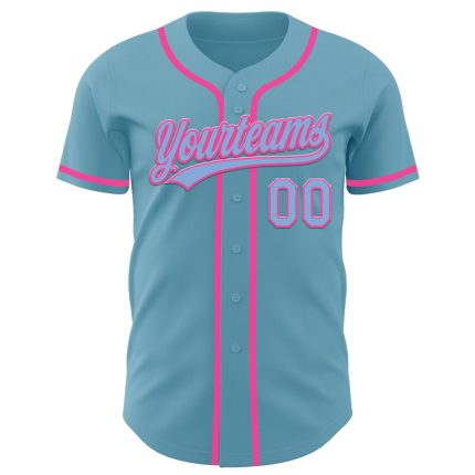 Personalized Baseball Jersey with Custom Name and Number - Shadow Blue Light Blue-Pink Authentic Team Gear Personalized Shadow