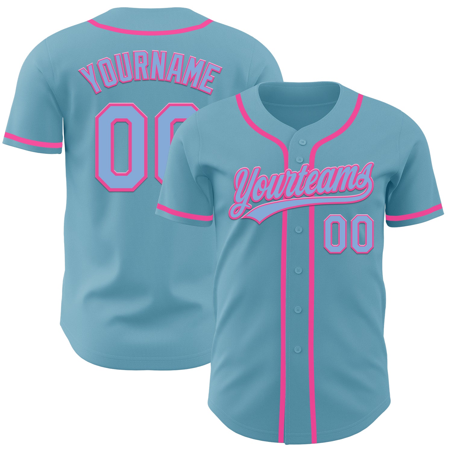 Personalized Baseball Jersey with Custom Name and Number - Shadow Blue Light Blue-Pink Authentic Team Gear Personalized Shadow