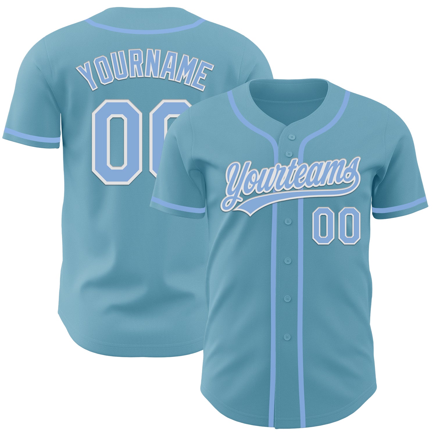 Custom Personalized Shadow Blue Light Blue-White Authentic Baseball Jersey with Team Name and Number Personalized Shadow