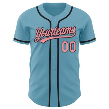 Custom Name and Number Authentic Baseball Jersey - Personalized Shadow Blue Medium Pink-Black Personalized Shadow Blue Medium
