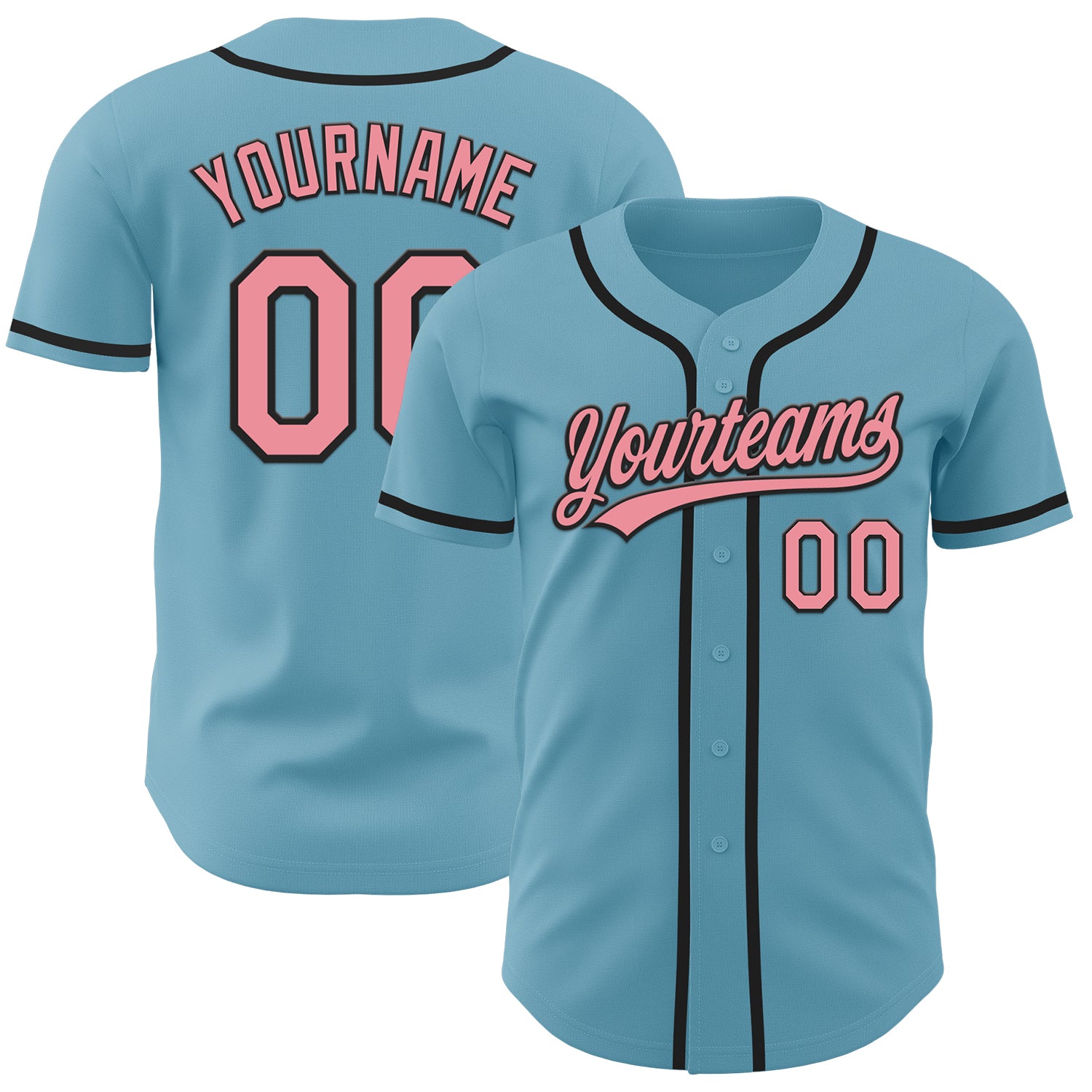Custom Name and Number Authentic Baseball Jersey - Personalized Shadow Blue Medium Pink-Black Personalized Shadow Blue Medium
