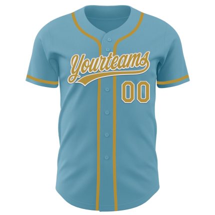 Custom Name and Number Personalized Baseball Jersey - Shadow Blue Old Gold-White Authentic Design Personalized Shadow Blue