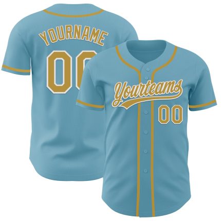 Custom Name and Number Personalized Baseball Jersey - Shadow Blue Old Gold-White Authentic Design Personalized Shadow Blue