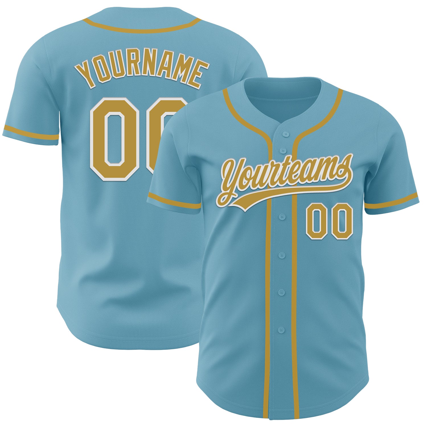 Custom Name and Number Personalized Baseball Jersey - Shadow Blue Old Gold-White Authentic Design Personalized Shadow Blue