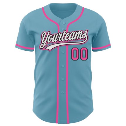 Personalized Custom Name and Number Authentic Baseball Jersey - Shadow Blue Pink-Black Team Jersey Personalized Shadow Blue