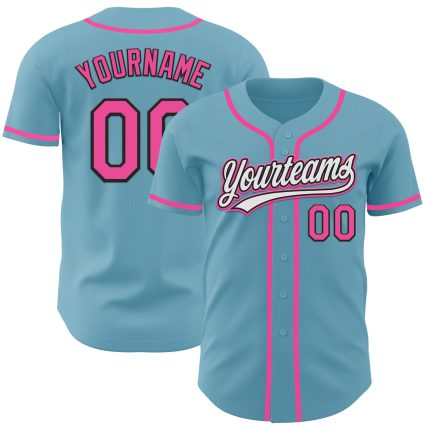 Personalized Custom Name and Number Authentic Baseball Jersey - Shadow Blue Pink-Black Team Jersey Personalized Shadow Blue