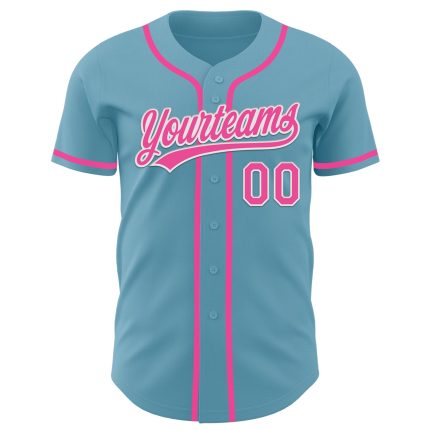 Custom Baseball Jersey with Personalized Name and Number - Shadow Blue Pink-White Authentic Team Jersey Personalized Shadow