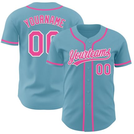 Custom Baseball Jersey with Personalized Name and Number - Shadow Blue Pink-White Authentic Team Jersey Personalized Shadow