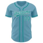 Custom Name and Number Shadow Blue Teal-White Authentic Baseball Jersey - Personalized Team Apparel Personalized Shadow Blue