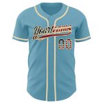 Custom Vintage USA Flag Baseball Jersey - Personalized Shadow Blue with Name and Number, Cream Authentic Design Personalized