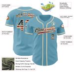 Custom Vintage USA Flag Baseball Jersey - Personalized Shadow Blue with Name and Number, Cream Authentic Design Personalized