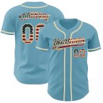 Custom Vintage USA Flag Baseball Jersey - Personalized Shadow Blue with Name and Number, Cream Authentic Design Personalized