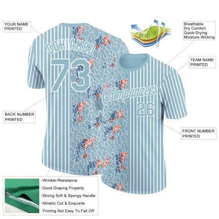 Custom Name Number Shadow Blue White 3D Fish Pattern Performance T-Shirt - Personalized Animal Team Apparel Personalized