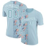 Custom Name Number Shadow Blue White 3D Fish Pattern Performance T-Shirt - Personalized Animal Team Apparel Personalized