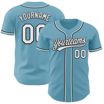 Custom Authentic Baseball Jersey - Personalized Shadow Blue White-Black with Team Name & Number Personalized Shadow Blue