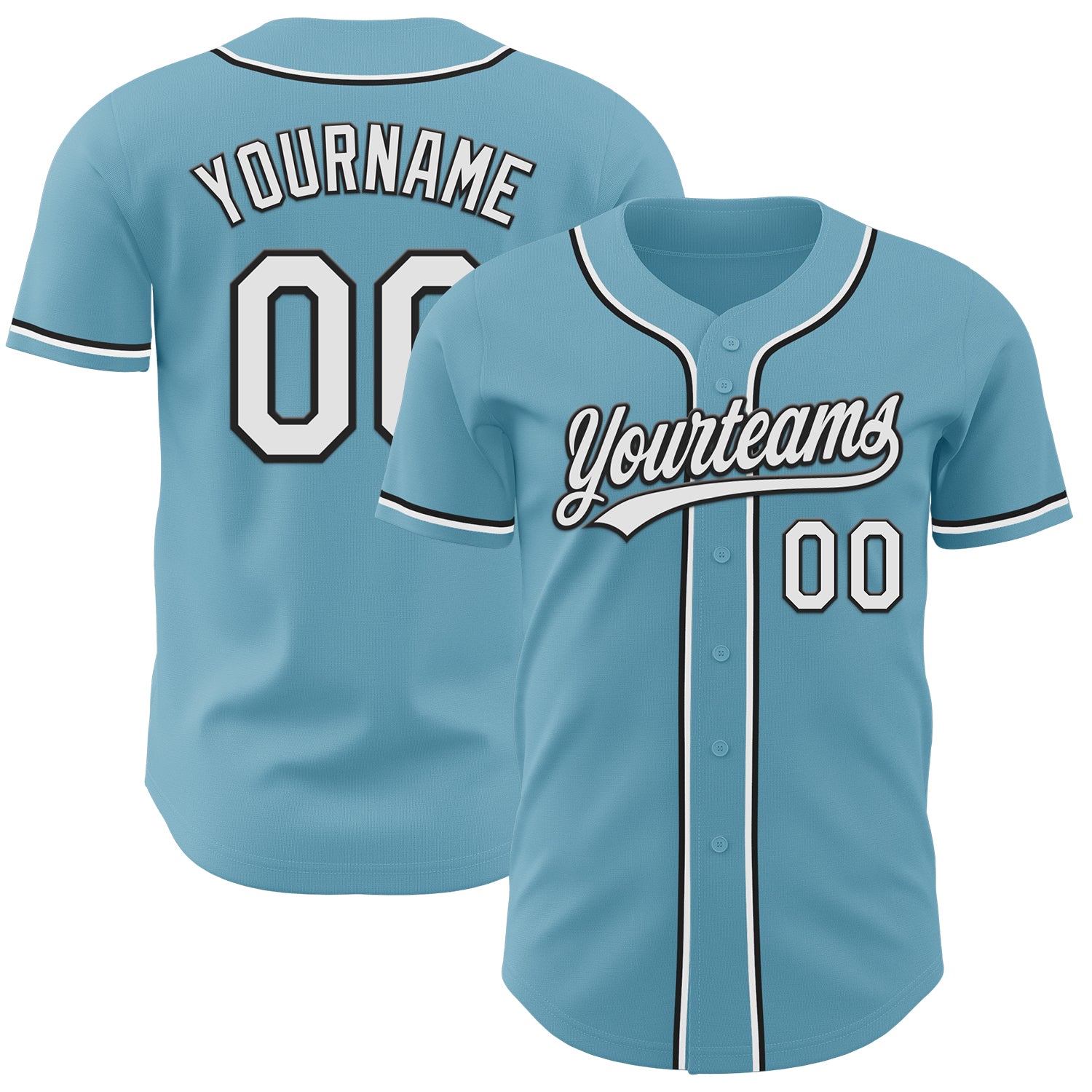 Custom Authentic Baseball Jersey - Personalized Shadow Blue White-Black with Team Name & Number Personalized Shadow Blue