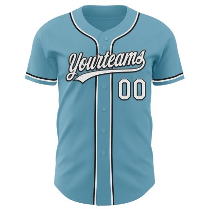 Custom Authentic Baseball Jersey - Personalized Shadow Blue White-Black with Team Name & Number Personalized Shadow Blue