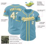 Custom Name and Number Personalized Shadow Blue Baseball Jersey - Authentic Team Apparel in White and Yellow Personalized