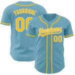 Custom Name and Number Authentic Baseball Jersey in Shadow Blue Yellow-White - Personalized Team Apparel Personalized Shadow