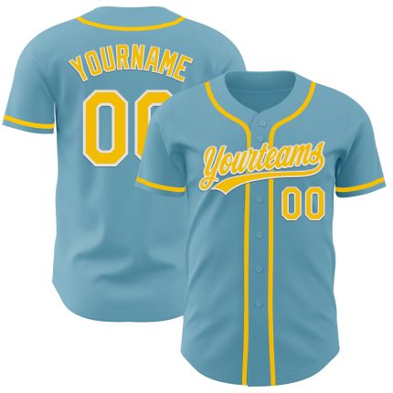 Custom Name and Number Authentic Baseball Jersey in Shadow Blue Yellow-White - Personalized Team Apparel Personalized Shadow