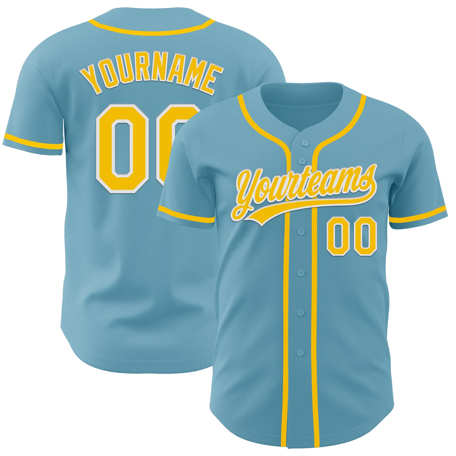 Custom Name and Number Authentic Baseball Jersey in Shadow Blue Yellow-White - Personalized Team Apparel Personalized Shadow