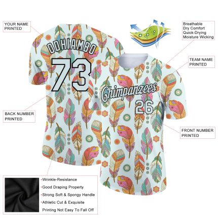 Custom Name and Number Boho Style Performance T-Shirt in Silver Black 3D Pattern Design Personalized Silver Black 3D Pattern