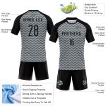 Custom Name and Number Volleyball Uniform Jersey - Personalized Silver Black Geometric Design Personalized Silver Black Geometric