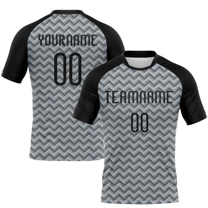 Custom Name and Number Volleyball Uniform Jersey - Personalized Silver Black Geometric Design Personalized Silver Black Geometric