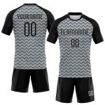 Custom Name and Number Volleyball Uniform Jersey - Personalized Silver Black Geometric Design Personalized Silver Black Geometric