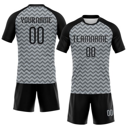 Custom Name and Number Volleyball Uniform Jersey - Personalized Silver Black Geometric Design Personalized Silver Black Geometric