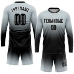 Custom Name Number Soccer Jersey Long Sleeve Fade Fashion Personalized Silver Black Team Uniform Personalized Silver Black