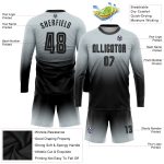 Custom Name Number Soccer Jersey Long Sleeve Fade Fashion Personalized Silver Black Team Uniform Personalized Silver Black