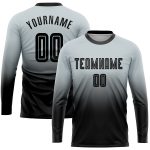 Custom Name Number Soccer Jersey Long Sleeve Fade Fashion Personalized Silver Black Team Uniform Personalized Silver Black