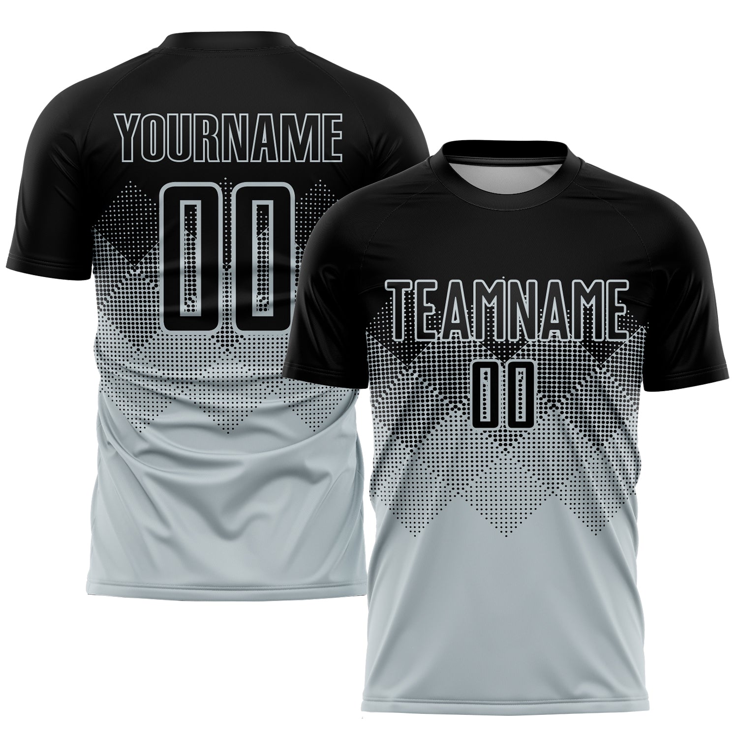 Custom Name Number Personalized Soccer Jersey Silver Black Sublimation Team Uniform Personalized Silver Black Sublimation