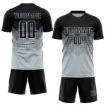 Custom Name Number Personalized Soccer Jersey Silver Black Sublimation Team Uniform Personalized Silver Black Sublimation