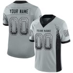 Custom Name & Number Personalized Black-White Silver Drift Fashion Football Jersey - Team Apparel Personalized Silver Black-White