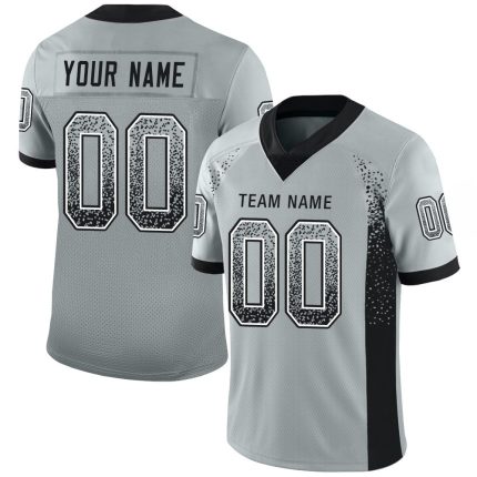 Custom Name & Number Personalized Black-White Silver Drift Fashion Football Jersey - Team Apparel Personalized Silver Black-White