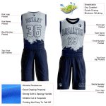 Custom Name and Number Basketball Jersey Sublimation Round Neck Silver Navy Color Splash Suit Personalized Silver Navy Color