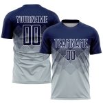 Custom Name Number Sublimation Soccer Jersey - Personalized Silver Navy-White Team Uniform Personalized Silver Navy-White