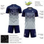 Custom Name Number Sublimation Soccer Jersey - Personalized Silver Navy-White Team Uniform Personalized Silver Navy-White