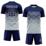 Custom Name Number Sublimation Soccer Jersey - Personalized Silver Navy-White Team Uniform Personalized Silver Navy-White