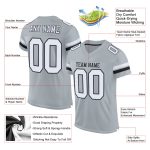 Personalized Authentic Football Jersey in Silver and Black Mesh, Customizable Design Personalized Silver White-Black Mesh