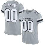 Personalized Authentic Football Jersey in Silver and Black Mesh, Customizable Design Personalized Silver White-Black Mesh