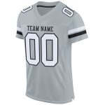 Personalized Authentic Football Jersey in Silver and Black Mesh, Customizable Design Personalized Silver White-Black Mesh