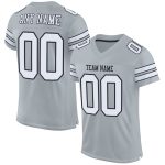 Custom Name and Number Authentic Football Jersey - Personalized Silver Black Mesh Team Jersey Personalized Silver White-Black