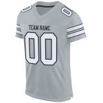 Custom Name and Number Authentic Football Jersey - Personalized Silver Black Mesh Team Jersey Personalized Silver White-Black