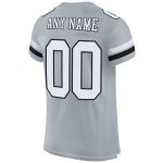 Personalized Authentic Football Jersey in Silver and Black Mesh, Customizable Design Personalized Silver White-Black Mesh