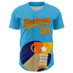 Personalized US Navy Blue and Yellow Bay Orange 3D Pattern Champion Baseball Jersey Custom Name and Number Personalized Sky